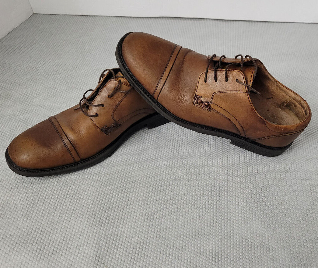 SAOLA Bostonian uomo taglia 12 M marrone punta a cappuccio pelle Oxford 24476