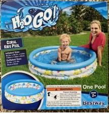 Inflatable Kids Swimming Pool 40" Coral 3-Ring H2O Go Holds 27 Gallons Water