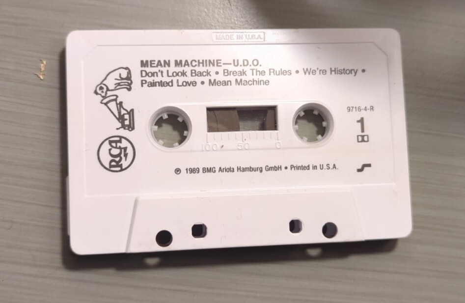 U.D.O. Mean Machine Cassette Tape 1989 BMG 97164R VG+ HEAVY METAL
