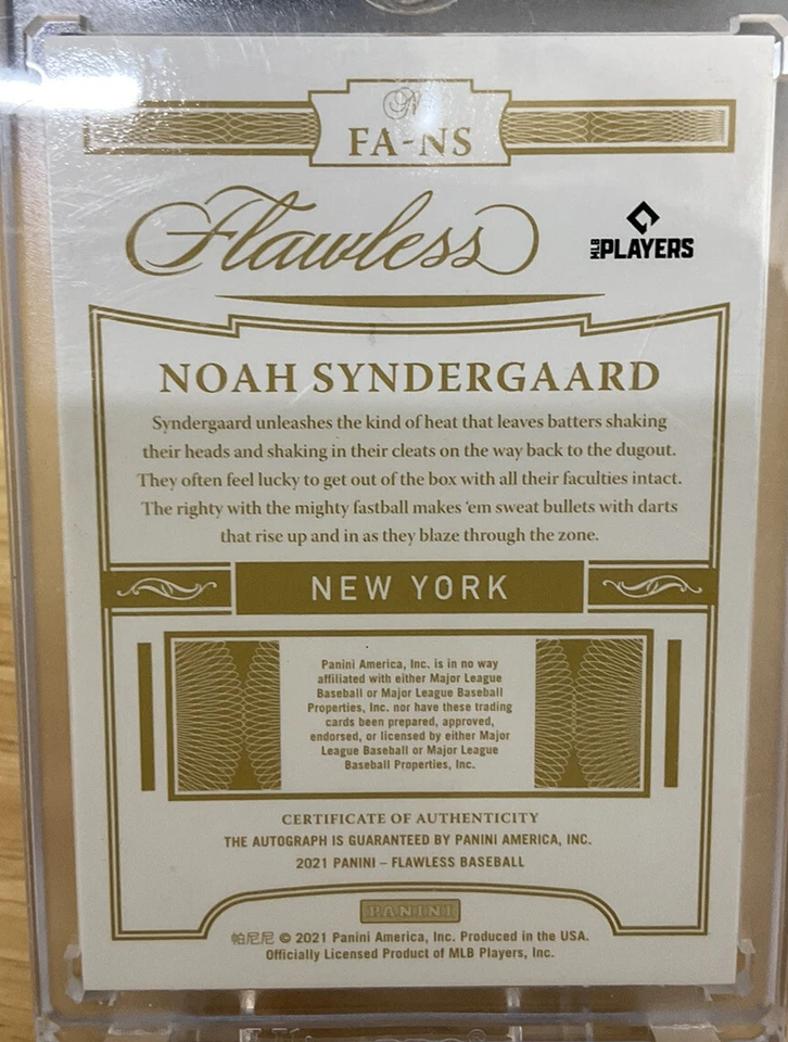 Panini Flawless Performances 2021 Noah Syndergaard automático 4/10 #FA-NS Foto 3 de 3