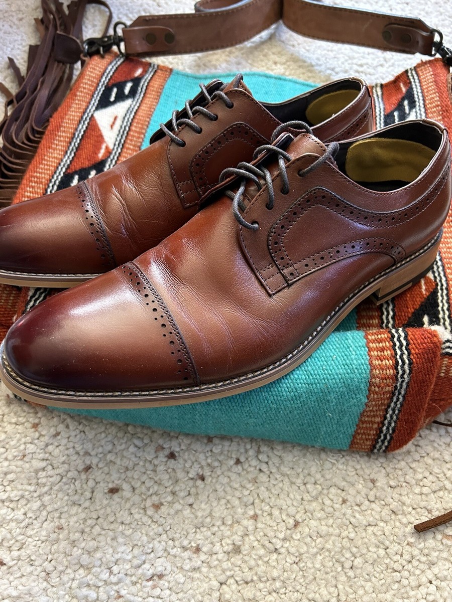 Stacy Adams Dickinson Cap Toe Oxford 25066-221 Cognac 9.5M Men's Dress Shoes
