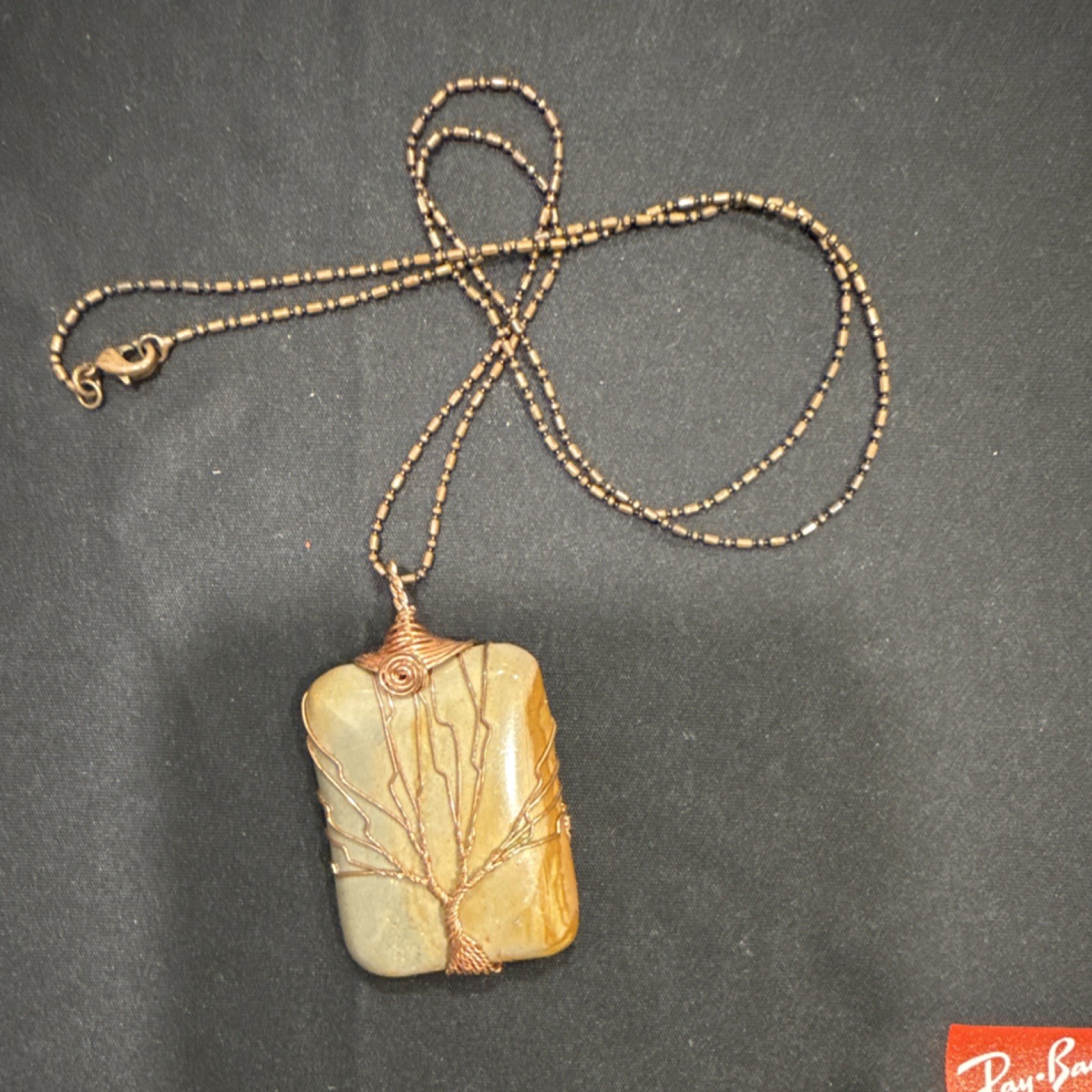 Handcrafted Wire Wrapped Jasper Tree Pendant Neck… - image 1