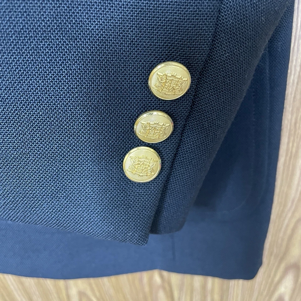 Chaqueta Blazer Palm Beach Para Hombre 48L Azul Marino Sólido Lúpulo Botones Dorados Hecha en EE. UU. Foto 3 de 4