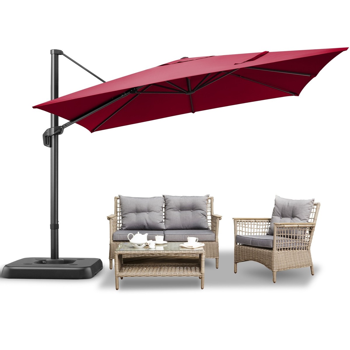 10ft Cantilever Patio Umbrella Outdoor Large Square Umbrellas w/  360Rotation | eBay