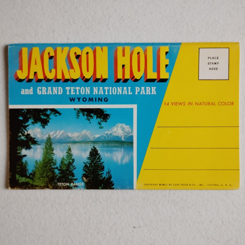 Postcard Folder Jackson Hole Wyoming Grand Teton National Park Vintage Unposted