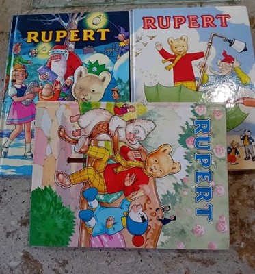 3 Vintage Rupert The Bear Annuals Daily Express 1988 - 92 John Harrold VGC