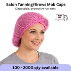 Vanity UK Mob Caps (100-2000) Disposable Pink Hair Net Spray Tan Salon Catering