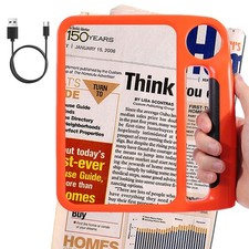 5X 10X Full Page Magnifying Glass for Reading, Rechargeable with 48 Orange