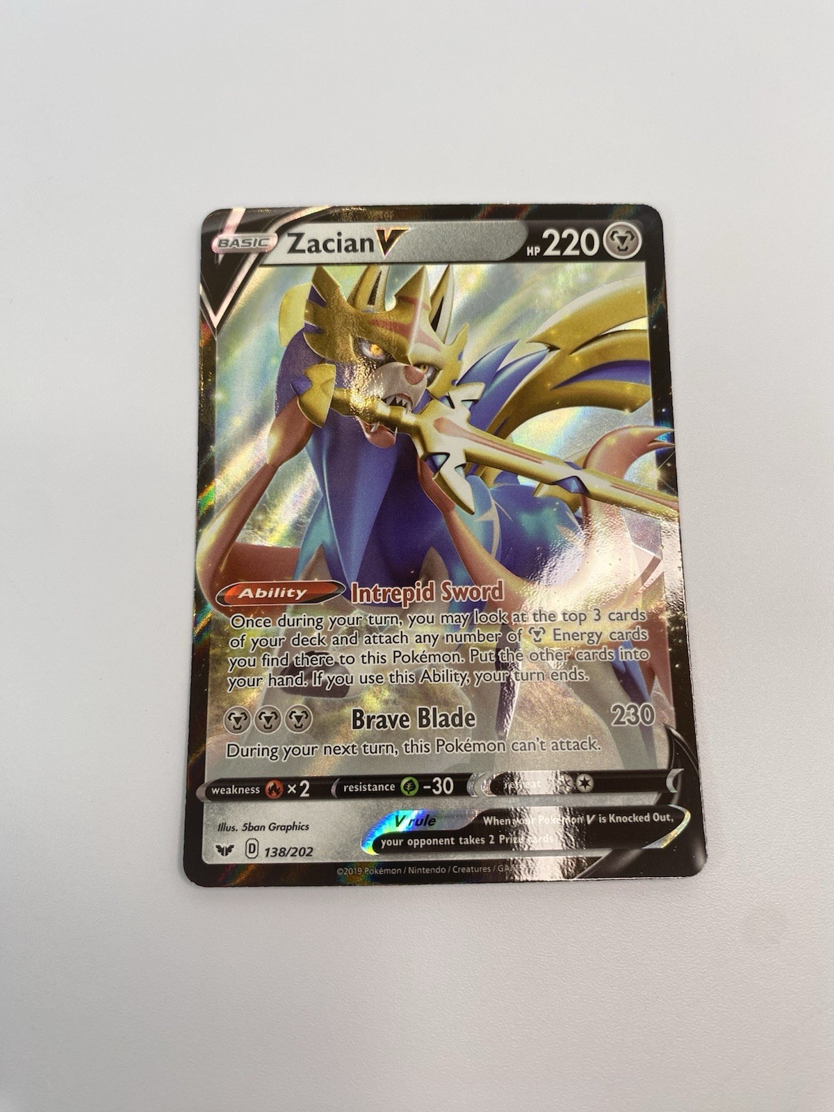 Zacian V 138/202 Sword & Shield Base Set Ultra Rare Pokemon TCG Near Mint NM