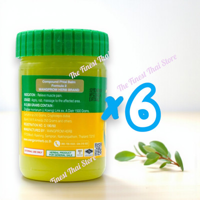 Herbal Balm Yellow Massage Balm by Wang Prom, Lightweight Plastic Bottle 50g x 6
