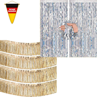 G2Plus 2 Silber Lametta Vorhang & 4 Champagner Gold Fransen Girlande