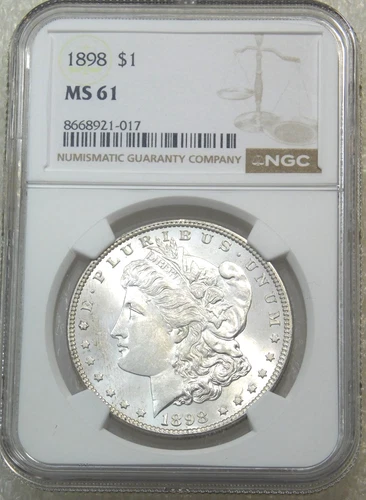 1898 P Morgan Silver Dollar NGC MS61 Frosty Just Graded New Holder #N299C
