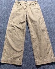Toad  Co Earthworks Wide-Leg Cropped Pants Women's 2 Tan Khaki Pockets
