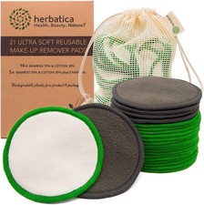 Reusable Makeup Remover Pads - Pack of 21 Reusable Cotton Rounds with Laundry Ba