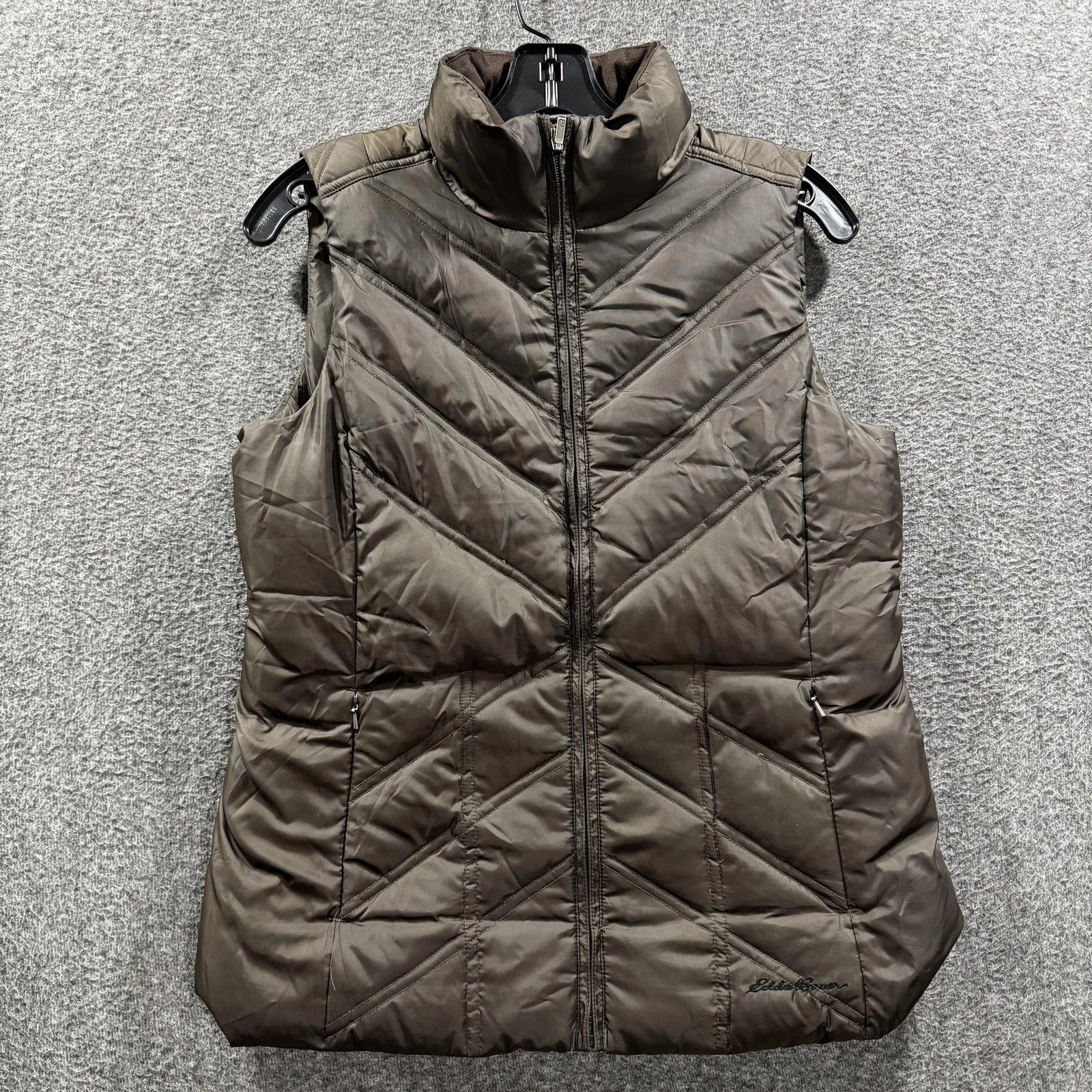 Eddie Bauer Vest mens Small Brown Premium Goose Down Packable Puffer Quilted