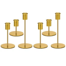 6 PCS Gold Candlestick Holders Candle Holder Taper Candle Holders Candle Hold...