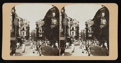 Photo:Street Scene 1900s Pedestrians Urban Street Stereoscopic View