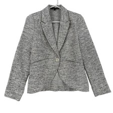 Amanda  Chelsea Blazer Womens Small White Flecked Knit One Button Lined Jacket