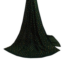 Sushila Vintage Dark Green Dupatta Pure Cotton Bandhani Printed Long Stole Veil