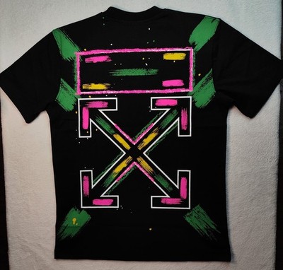 Off-White Herren T-Shirt Schwarz Rundhals Kurzarm Logo Print Pfeile