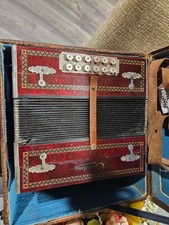 Vintage Concertone Button Accordion Concertina w/ Case Restoration Parts Decor