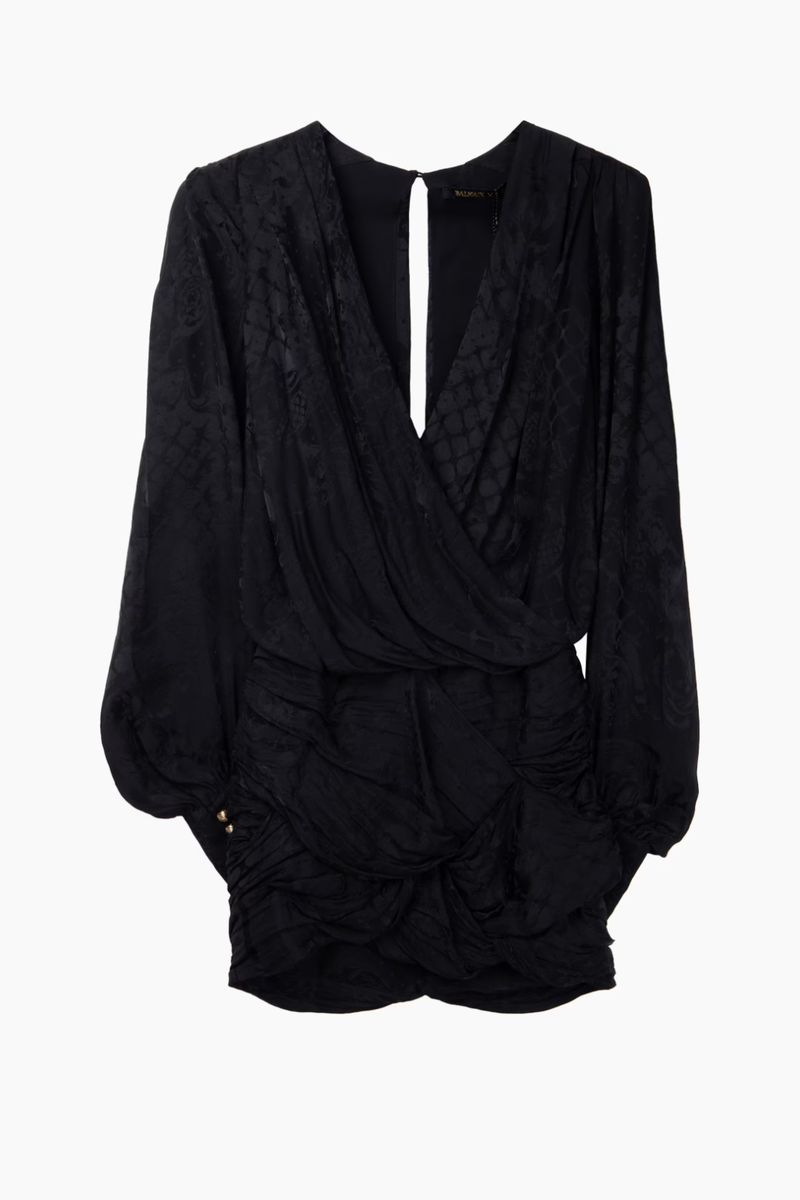 balmain h&m black dress Black Cocktail Dress with Feathers - Audrey Party Dress main image 1