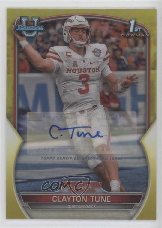 2022 Bowman U Chrome Prospect Yellow Refractor 17/75 Clayton Tune #98 Auto 15t1