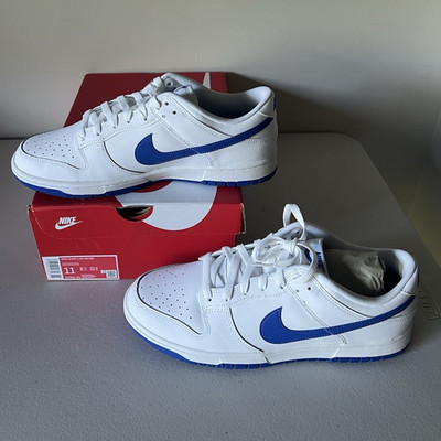 Nike Dunk Low Retro White/Hyper Royal Leather Low Top Men's Sneakers DV0831-104