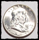 1954-S FRANKLIN HALF DOLLAR  BLAST WHITE  Lustrous  90% FBL Choice BU  #13D50