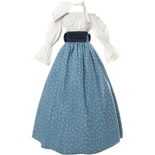4-PC XL Colonial Pioneer Pilgrim Victorian Dress Costume Halloween Cosplay LARP