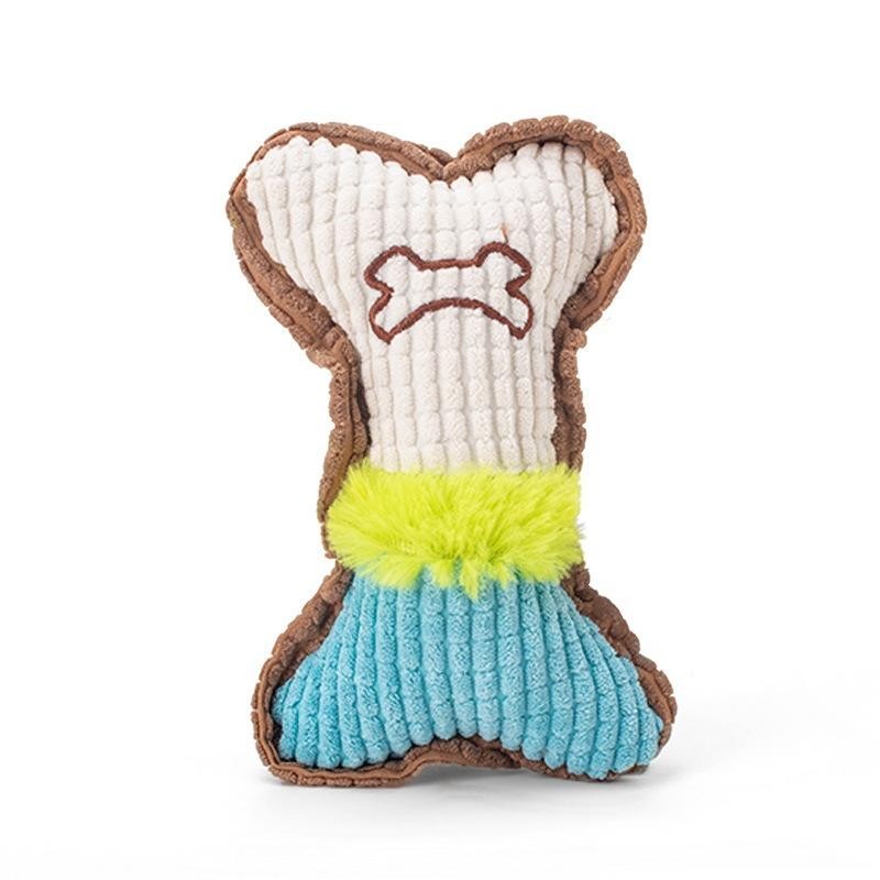 Plush Squeaky Dog Bone Toy Small Medium Puppy Chew Teeth Cle