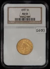 1855 G$3 Indian Princess Head Three Dollar Gold Piece - NGC AU 53 - SKU-G6183