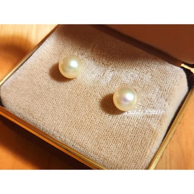 Ohrstecker 14 Karat Gelbgold 8 mm weiße Perlen 1,7 g