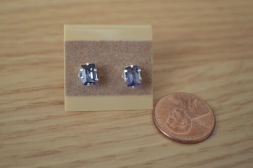 1.02ct  Cornflower Blue Iolite Earrings Sterling Silver 6x4mm  VVS No Heat - Picture 1 of 8