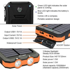 2025 Super 10000000mAh USB Portable Charger Solar Power Bank For Cell Phone