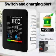 5 in 1 Air Quality Monitor WIFI CO2 Meter HCHO TVOC PM TEMP HUMI Detector Alarm