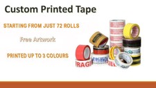 CUSTOM PRINTED PP PARCEL TAPE - BESPOKE PRINTED WITH YOUR LOGO UP TO 3 COLOUR