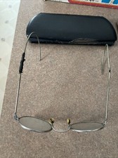 Vintage Pair Of Ladies Or Child  s Wire Rimmed Eyeglasses With Case. Repaired