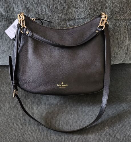 NWT'S KATE SPADE BLACK LEATHER MESSENGER CROSSBODY PURSE