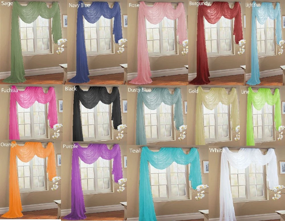 1 ELEGANCE SHEER VALANCE SCARF TOPPER SWAG WINDOW TREATMENT