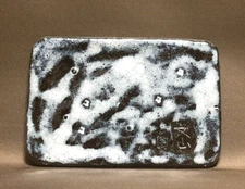 Porcelain bonsai stand Ornament ECHIZEN BUNZAN sign Marble Rectangle w6.7" *175