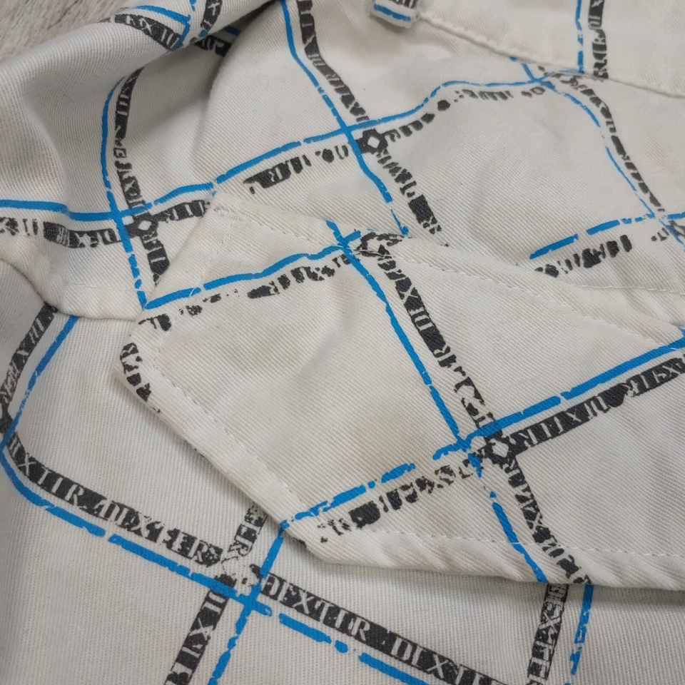 Dexter Revolution Men's Grid Shorts 34 Embroidered Logo White Blue Y2K - Image 4 of 4