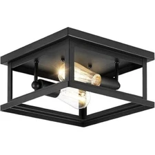 TRENDY LIGHTING WESTOVER STYLE 2-LIGHT OUTDOOR BLACK FLUSHMOUNT 12Wx4T WVR1612EK