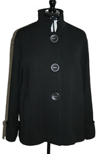 New Cinzia Rocca Italy 100% Pure Virgin Wool Swing Coat Uk14/it46/us10/lrg Black