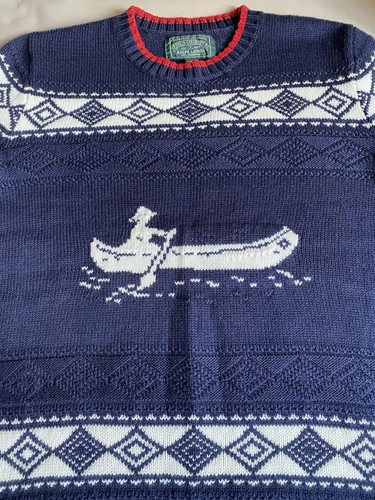 Ralph Lauren Fair Isle Patchwork Bear Graphic Canoe American Flag Jumper XS-S - Picture 3 of 11