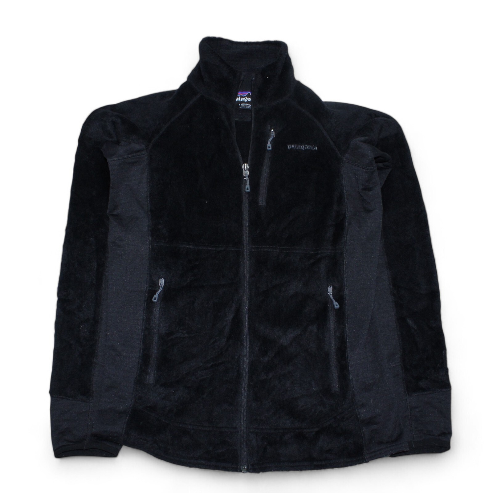 Patagonia R2 Techface Vellón Difuso Para Hombres Pequeño Negro Bolsillo en el Pecho Polartec Cremallera