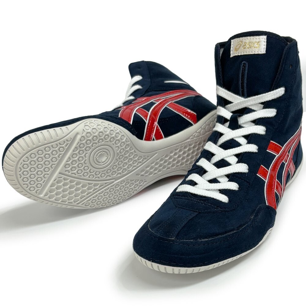 asics Boxing Wrestling Shoes Blue Red Line White 1083A001 EX-EO