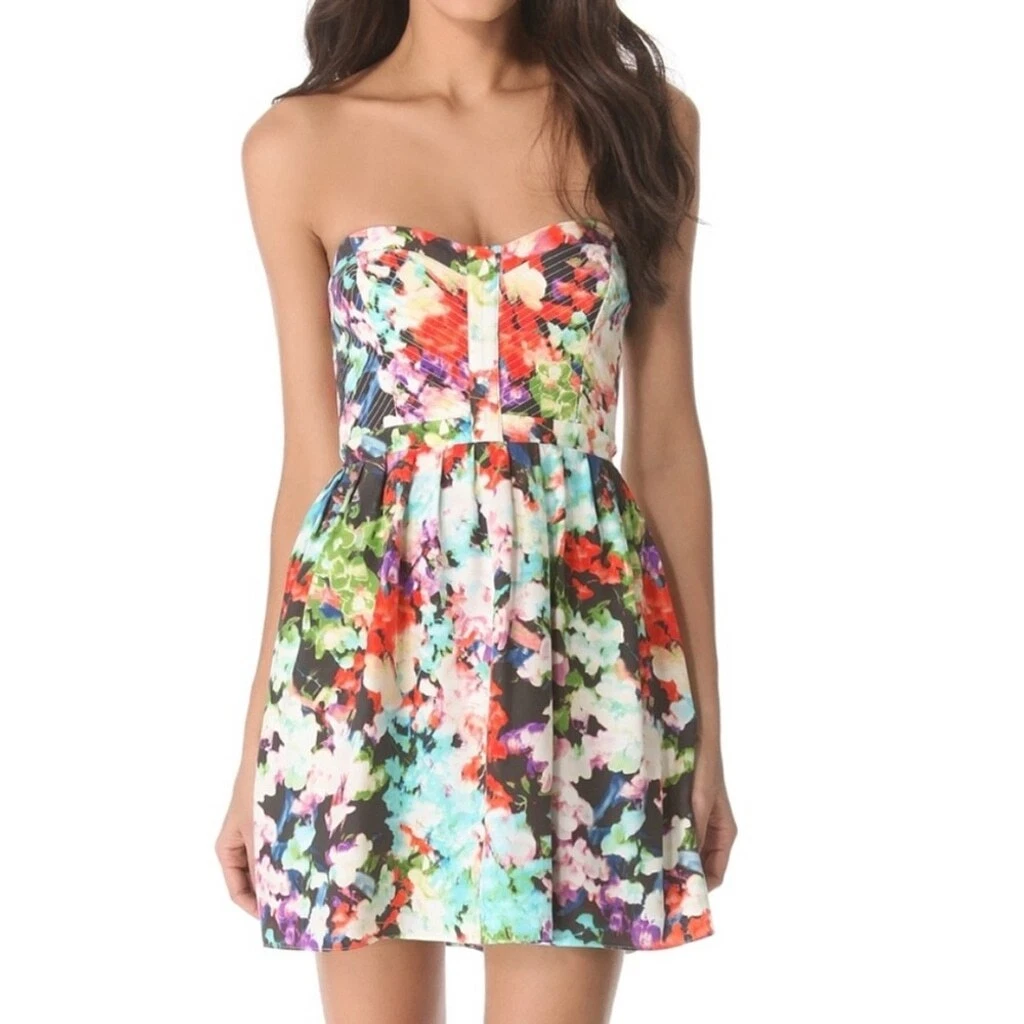 UNDERCOVER Abito senza spalline Revolve Parker Lily giardino segreto seta aderente e svasato floreale XS