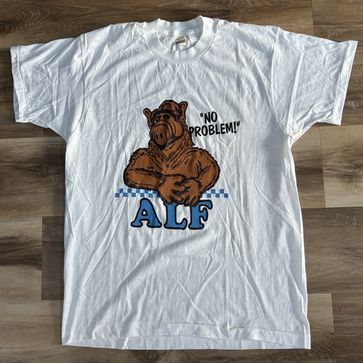 Alf Vintage T Shirt Adult Large Single Stitch Screen Stars No