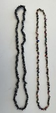 2 Handcrafted 17" Natural Shape Polished Stone Necklaces- Hematite Stones NWOT